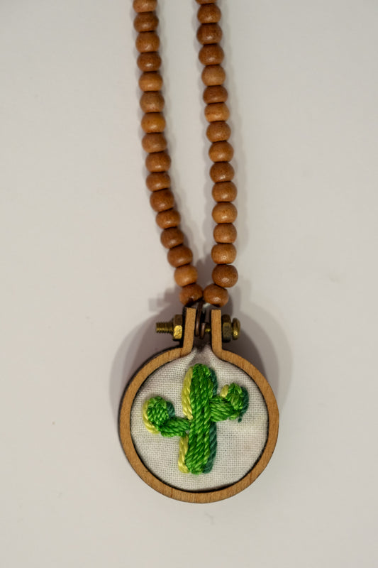 Cactus emboidered necklace - Liz Kueneke & Chai Shop