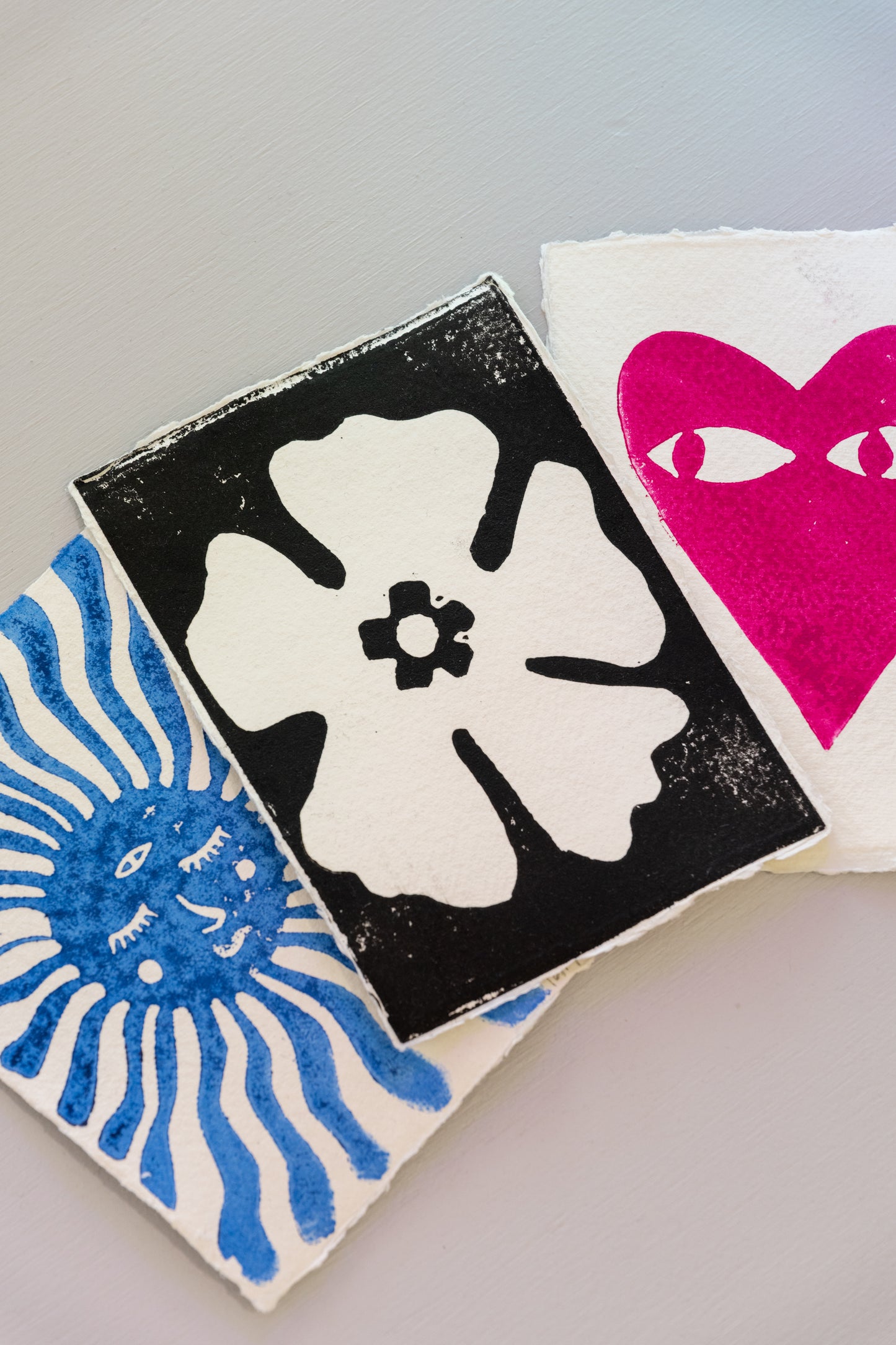 3 Blockprinted Postcards Limited Edition by Valentina Usagi