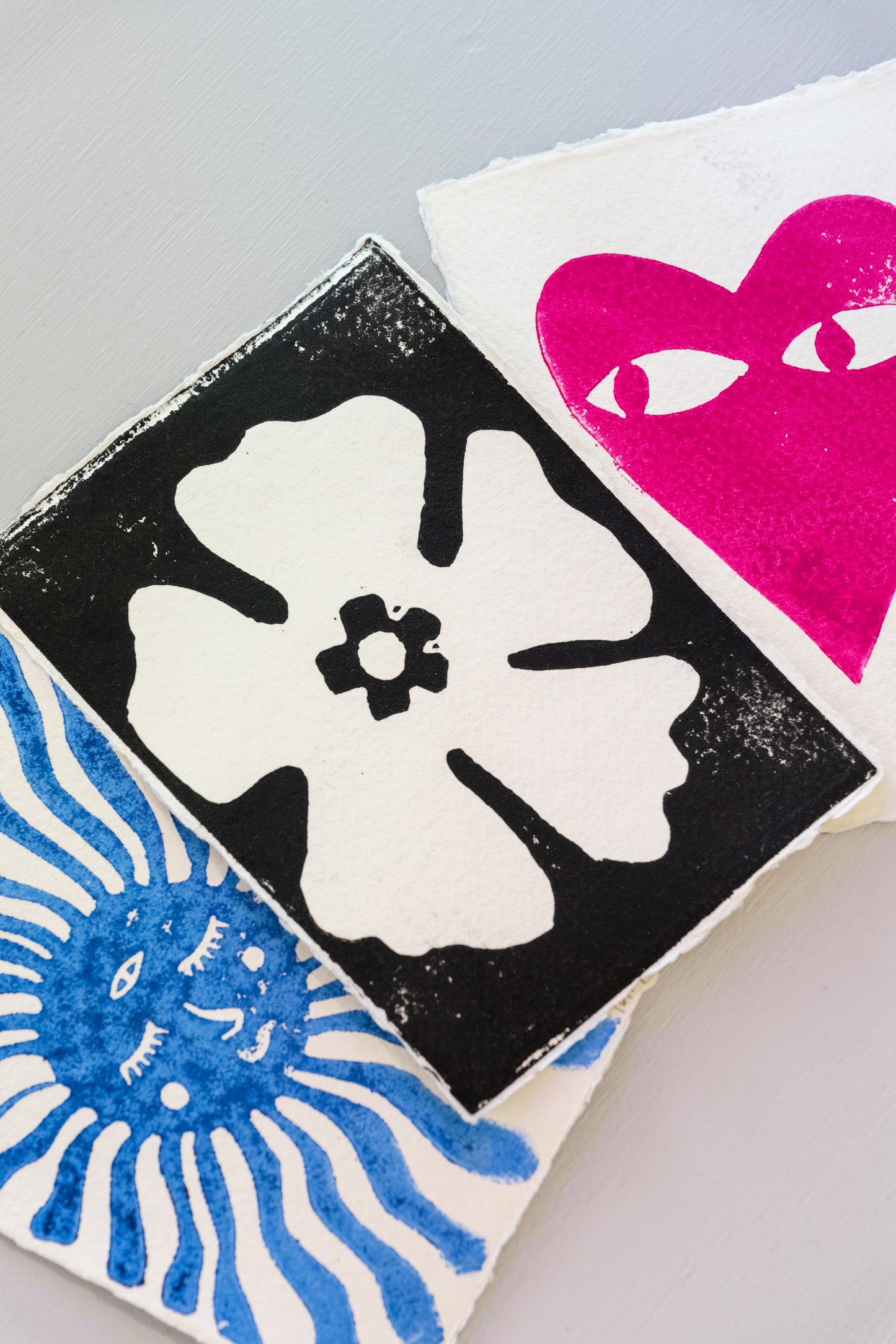 3 Blockprinted Postcards Limited Edition by Valentina Usagi